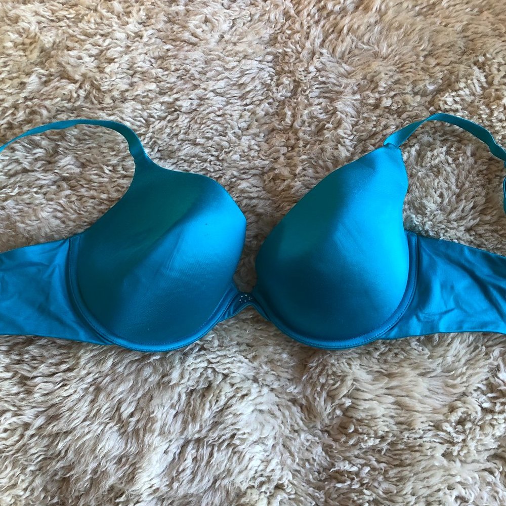 Teal Satin Maidenform Bra 36D
